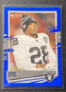 Josh Jacobs 2020 Donruss Football Blue Press Proof Photo Variation #199 Raiders - Picture 1 of 2