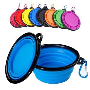Cat Dog Bowl Food Water Feeding Silicone Collapsible Portable Foldable Travel 