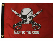 Pirate Keep To The Code 12"x18" Two Sided Flag In-Out Grade 200denier Fabric Usa