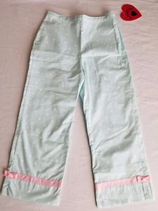 NWT Hartstrings Girls Summer Capri Pants Size 8 Mint Green Polka Dot Pink Kids - Picture 1 of 7