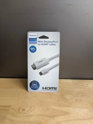 Philips Mini DisplayPort to HDMI Cable White 6 Foot Length - NEW - FREE SHIPPING - Image 1 of 4