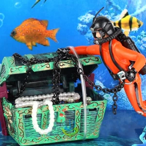 Air Driven Frogman Treasure Diver Decor Aquarium Ornament Fish Tank Decoration - Picture 1 of 3
