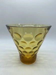 Vintage Hazel Atlas Amber Optic Dots Art Glass Candy Jar NO TOP El Dorado MCM - Picture 1 of 3