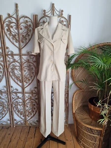 Vintage two piece 60s 70s top peak collar trousers pants jacket blouse - Picture 1 of 10