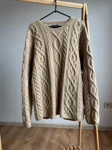 Lands End Vintage Cable Knit Heavy Wool Sweater Size XL - Picture 1 of 11