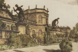 Wilhelm SCHMIDTHILD (1876-1950) Castillo de la ciudad en el parque grabado en color aprox. 1920 - Imagen 1 de 11