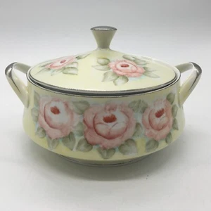 Celebrity Fine China Lidded Serving Bowl w/ Handles. Pink Floral. Silver Edged. - Picture 1 of 14