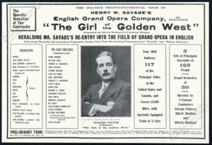 Foto de Giacomo Puccini 1911 Girl of the Golden West gira de ópera anuncio comercial de colección - Imagen 1 de 7