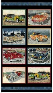 2.6 Yards Digital Cotton Fabric - QT Fabrics Artworks XIII Cars Panel - Picture 1 of 1