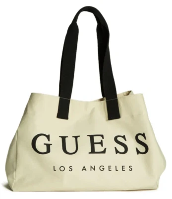 NUEVO ADIVINAR Mujer Lona De--Blanco Grande Bolso de Mano Shopper Playa Viaje Foto 1 de 3