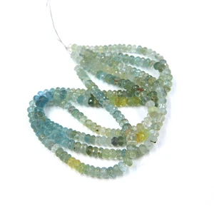 Multi Aquamarine Faceted Roundel Beads Natural Aquamarine Jewelry Making 5x6mm - Picture 1 of 4