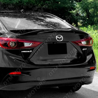 For 14-18 Mazda 3 Sedan Pearl Black V-Style Rear Trunk Lid Spoiler Wing W-Power - Image 1 of 4