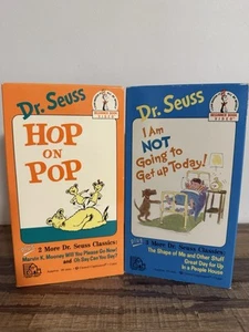 Dr. Seuss VHS Lot Hop on Pop & I Am Not Going to Get Up Today! Beginner Book - Picture 1 of 11