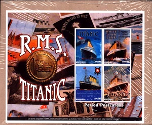 1998 RMS Titanic Postcard Stamps Interior Views Madagascar Ten Stamps MNH Sealed - Picture 1 of 2