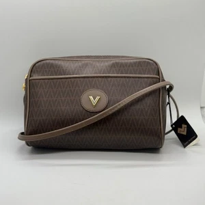 Mario Valentino Brown Monogram V Camera Crossbody Bag Gold Hardware Vintage EUC - Picture 1 of 12