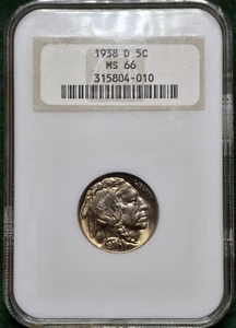1938 D Buffalo Nickel NGC MS66 - toned - Picture 1 of 4