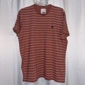 Volcom Men’s Large Heather Orange With Light Gray Stripe Short Sleeve T-Shirt  - Picture 1 of 4