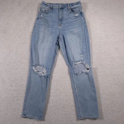 American Eagle Jeans Womens 8 Blue Distressed Stretch High Rise Multi Rip Denim - Image 1 of 4