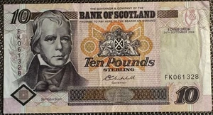 BILLET DE 10 LIVRES ECOSSE DU 24 SEPTEMBRE 2004 (BILL 200) SIR WALTER SCOTT - Picture 1 of 2