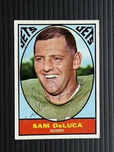 Tarjeta Topps firmada por Sam DeLuca autografiada automática de los NY Jets 1967 RARA del Super Bowl 3 - Imagen 1 de 1