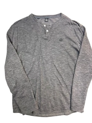 Volcom Henley Shirt Mens L Outdoor Casual Skater Gray Long Sleeve - Image 1 of 4