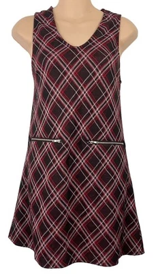 NUEVO CON ETIQUETAS Autoestima Talla M Juniors Vestido Sin Mangas Cuadros Argyl Estampado Diamante Túnica Foto 1 de 4