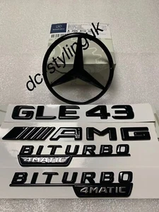 Gloss Black Rear Star & Badges Emblems for Mercedes GLE43 AMG C 292 Coupe ONLY - Picture 1 of 2