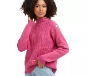 Draper James Raspberry Pink Cable Knit Turtleneck Sweater Size S $165 NWT - Picture 1 of 6