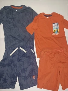 Boys Size 7 Shirt An Shorts Lot Of 2 Sets Shark Theme Blue An Orange - Picture 1 of 5