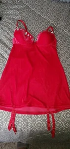 NWT Frederick's of Hollywood S Sexy Red sheer corset Lingerie Garters Nightwear - Picture 1 of 4