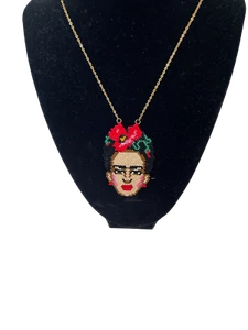 Frida Kahlo Seed Bead Necklace Miyuki Handmade Artisanal Artist - Picture 1 of 4