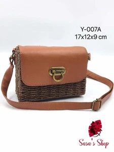 Borsa A Tracolla In Paglia Intrecciata A Mano Borsa A Spalla Intrecciata - Foto 1 di 1