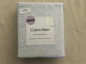 NEW 4pc Calvin Klein Queen Sheet Set Petite Lavender Floral All-Over 100% Cotton - Picture 1 of 5