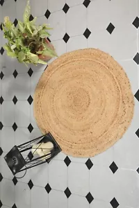 Indian Handmade Jute Rug Natural Fiber Rug Handmade Braided Rug Round Area Rug - Picture 1 of 6