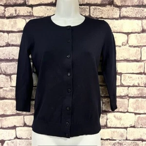 Talbots NWT Navy Button Front 3/4 Sleeve Cardigan Sweater Size P - Picture 1 of 8