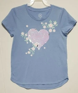 Wonder Nation Girls 3D Embellished Heart Graphic T-Shirt Blue Size XL/XG(14-16) - Picture 1 of 3