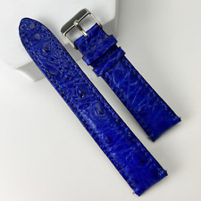 20mm Blue Genuine Real Alligator Crocodile Leather Watch Strap Band Men Handamde