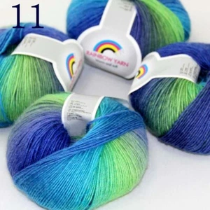 Sale 4Ballsx50gr Colorful Rainbow Rug Shawl Cashmere Wool Hand Crochet Yarn 11 - Picture 1 of 12