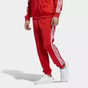 NEW RETRO ADIDAS ORIGINALS ADICOLOR BOTTOMS JOGGERS TRACK PANT 3 STRIPE RED - Picture 1 of 5