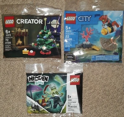 LEGO lot set 30463 30576 30370 Holiday Tree Ocean Diver polybag chef enzo hotdog - Image 1 of 4