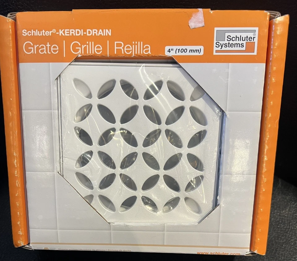 Schluter Kerdi (KDIF4GRKMBWD5) 4 Inch Square Floral Matte White SAME DAY SHIP