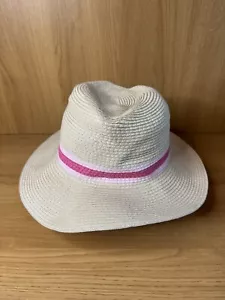 Joules Straw Hat 100% Paper Straw One Size Natural Fibres Beach Beige Pink - Picture 1 of 5