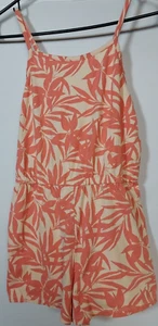 Girl's Old Navy Summer Romper Elastic Waist Thin Straps Orange/Ivory Sz L 10-12 - Picture 1 of 7