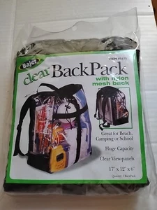 Bajer Clear Backpack With Padded Straps, Mesh Back 17”x12”x6” 🆕 - Picture 1 of 2