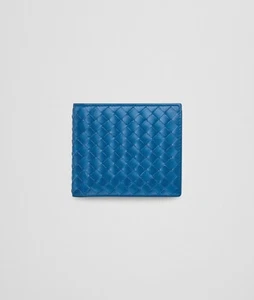 NWT BOTTEGA VENETA Men's classic intrecciato bi-fold wallet Bluette Italy - Picture 1 of 7