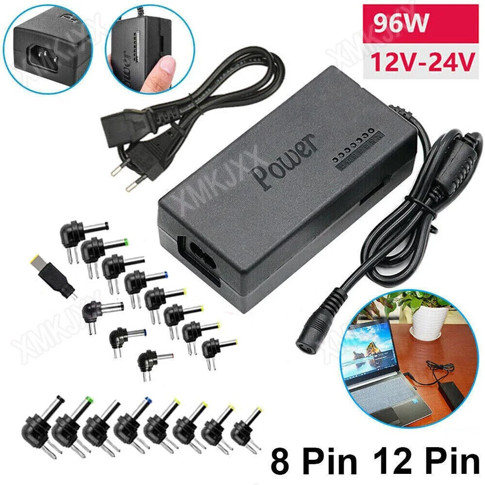 96W Universal Ladegerät Netzteil für Laptop Notebook DC 12-24V Ladekabel 8/12Pin - Bild 1 von 4