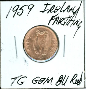 1959 IRELAND FARTHING TOP GRADE BU RED $3.49 SHIPPING IRELAND * - Picture 1 of 2