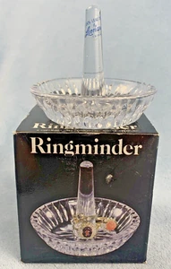 Vintage LEONARD Lead Crystal Glass Ringminder Holder w Box 2.5" - Picture 1 of 5