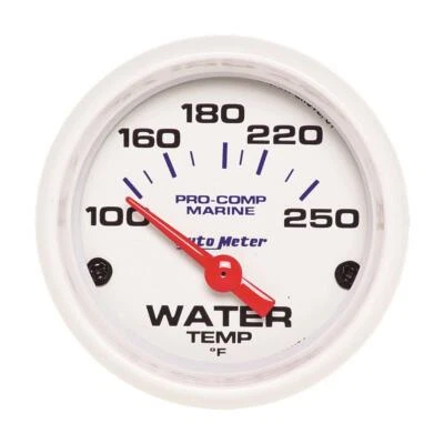 Autometer 2-1/16in 100-250F Water Temp Gauge Marine White - Image 1 of 4
