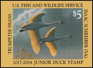 US JDS25 Junior Duck Trumpeter Swans $5 single MNH 2017-2018 - Picture 1 of 1